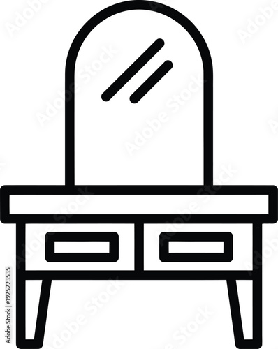 Vector of a simple vanity table with a large mirror and two drawers