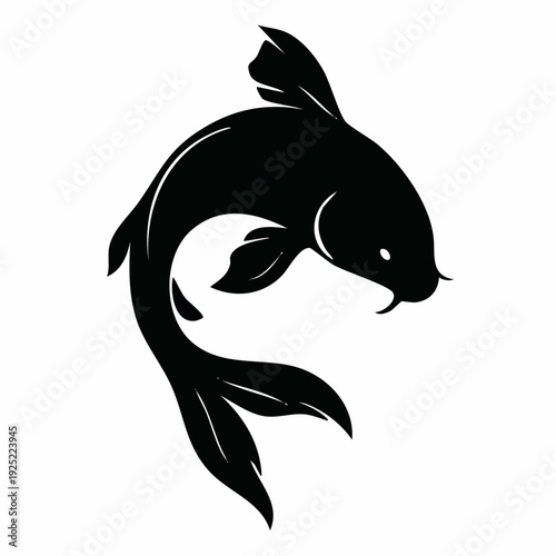 Stylized black koi fish illustration