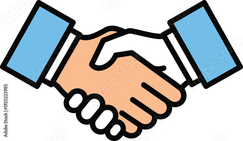 Vector of two hands in a handshake symbolizing agreement or partnership