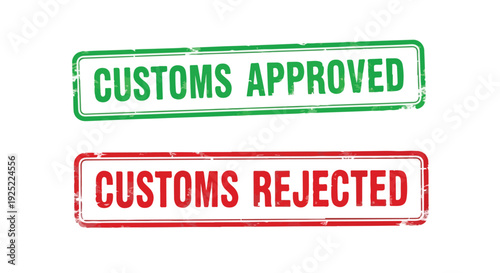 Customs Approved and Rejected Green Red Grunge Rubber Stamps Vector