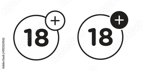 18 Plus icon in a simple line art style. EPS10
