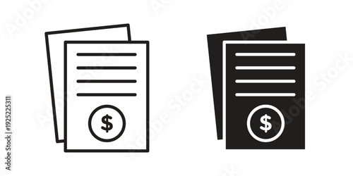 Bills icon in a simple line art style. EPS10