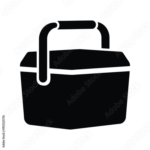 Black and white vector icon of a lunch box Vector