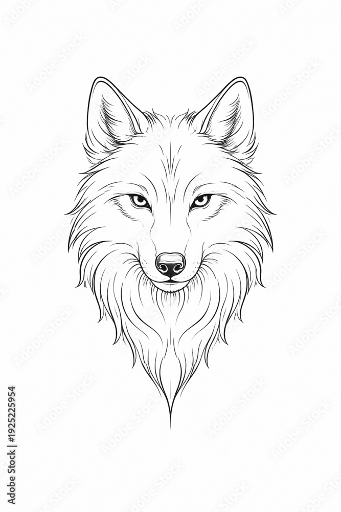 Fototapeta premium Vector Illustration of Fine-line Minimalist Style Tattoo of Wolf Face