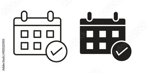Calendar check icon in a simple line art style. EPS10