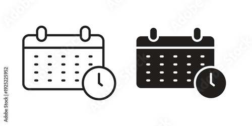 Calendar clock icon in a simple line art style. EPS10