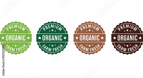 Set of 4 Premium Organic Farm Fresh Food Labels Vector