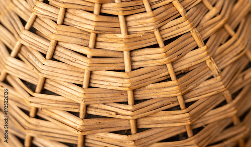 Εκτύπωση καμβά Close up of a handmade woven straw basket in natural beige colour, showing detai