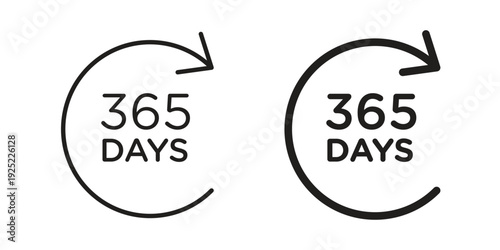 365 day icon outline vector set. icon vector isolated on white background. EPS 10