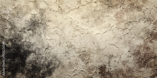 Aged vintage parchment paper texture with a stained grunge pattern overlaid on a rough dirty antique stone wall backdrop for a weathered brown design surface