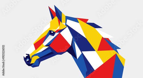 Obraz na plátně Colorful geometric horse head design.