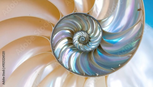 The pearlescent and lovely colors of a nautilus shell, macro shoot