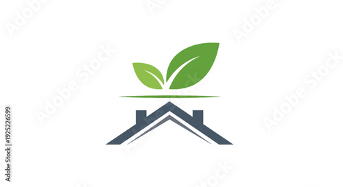 Eco friendly house with green leaves.