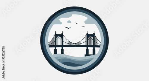 Suspension Bridge Icon Graphic Design.
