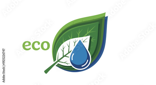 Eco friendly leaf with water drop.