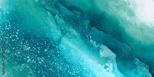 A tropical dolphin swims through clear blue ocean water, creating a white foam splash and liquid ripples across the deep aqua surface of the sea