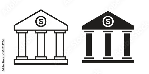 Bank icon outline vector set. icon vector isolated on white background. EPS 10