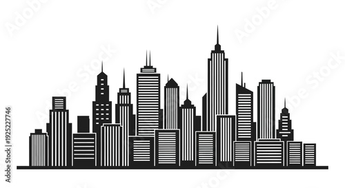 Vector city skyline illustration in black and gray
