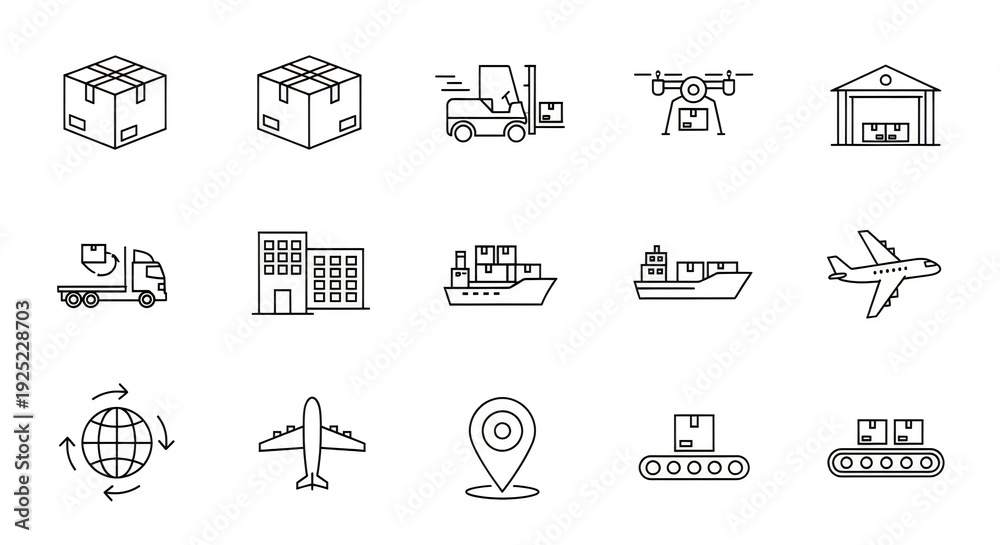 Fototapeta premium Logistics and transportation icons illustration