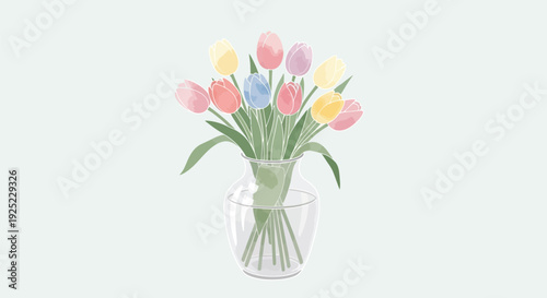Vector illustration of tulips in vase