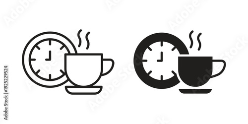 Coffee time icon in a simple line art style. EPS10