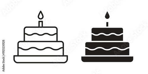 Cake icon outline vector set. icon vector isolated on white background. EPS 10