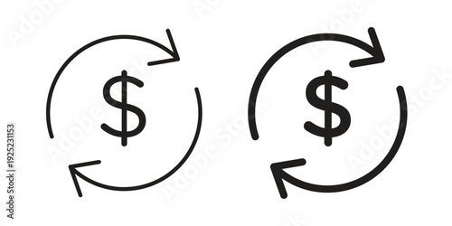 Cash flow icon outline vector set. icon vector isolated on white background. EPS 10