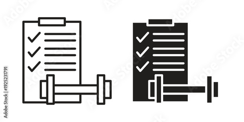 Fitness plan icon in a simple line art style. EPS10
