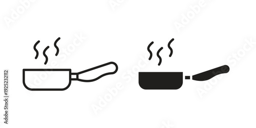 Frying pan icon in a simple line art style. EPS10