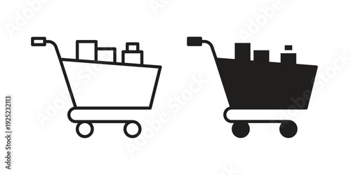 Full cart icon in a simple line art style. EPS10