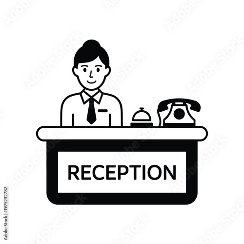 Reception desk icon vector