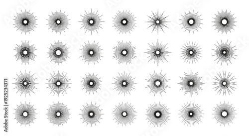 sunbursts, starbursts, radial lines, vintage, retro, burst, design elements