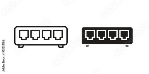 Network switch icon in a simple line art style. EPS10