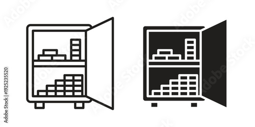 Open safe icon in a simple line art style. EPS10
