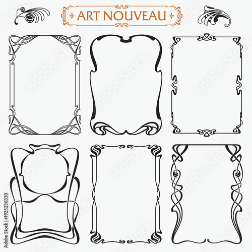 Decorative borders and frames Art Nouveau style