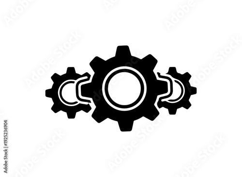 Interconnected Gear Mechanism Icon Set