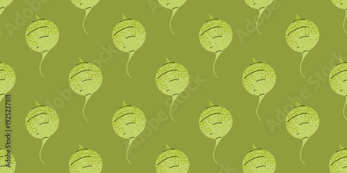 Seamless pattern with stylized lettuce and leafy vegetables. The main focus is a fresh organic food motif inspired by harvest season.