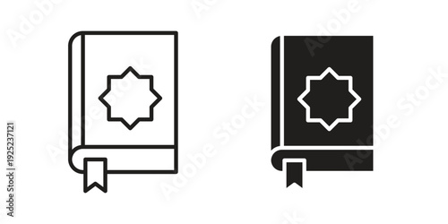 Quran book icon in a simple line art style. EPS10