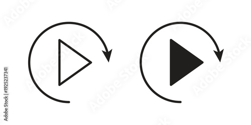 Replay icon in a simple line art style. EPS10