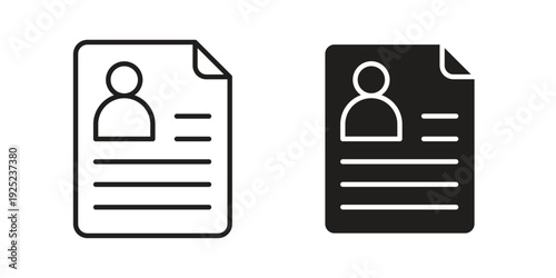 Resume icon in a simple line art style. EPS10
