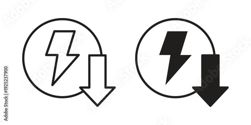 Energy reduction icon outline vector set. icon vector isolated on white background. EPS 10