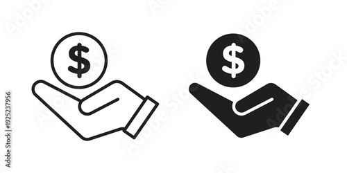 Saving icon in a simple line art style. EPS10