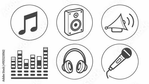 Audio Equipment Icons Set Music Production Sound Design Elements for Entertainment Websites and App Interfaces