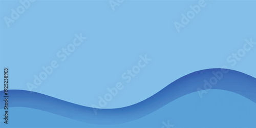 An artistic abstract blue wave background features a digital motion pattern of light curves and wavy lines for a modern vector water wallpaper design