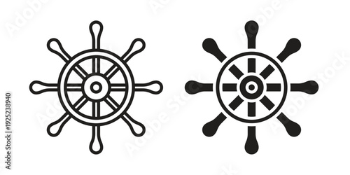 Ship wheel icon in a simple line art style. EPS10