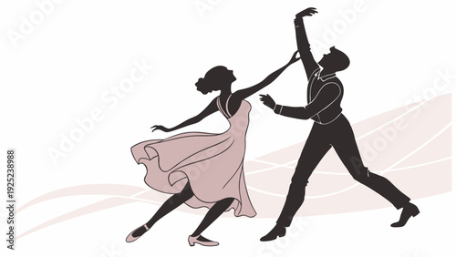 Elegant Couple Dancing Ballroom or Ballet Performance Silhouette for Event Promotion Website Banner or Artistic Poster Design