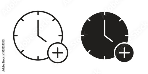 Extra hours icon outline vector set. icon vector isolated on white background. EPS 10