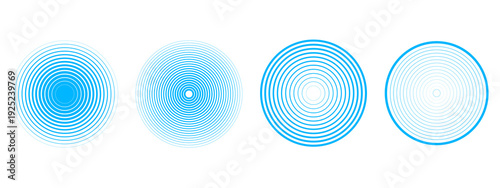 Photos Blue sonar radar icon PNG isolated on transparent background with circular wave