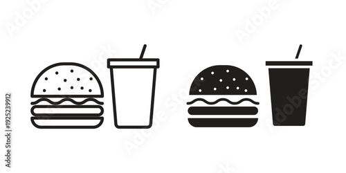 Fast food icon outline vector set. icon vector isolated on white background. EPS 10