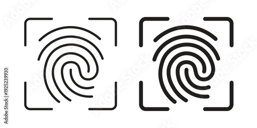 Fingerprint icon outline vector set. icon vector isolated on white background. EPS 10